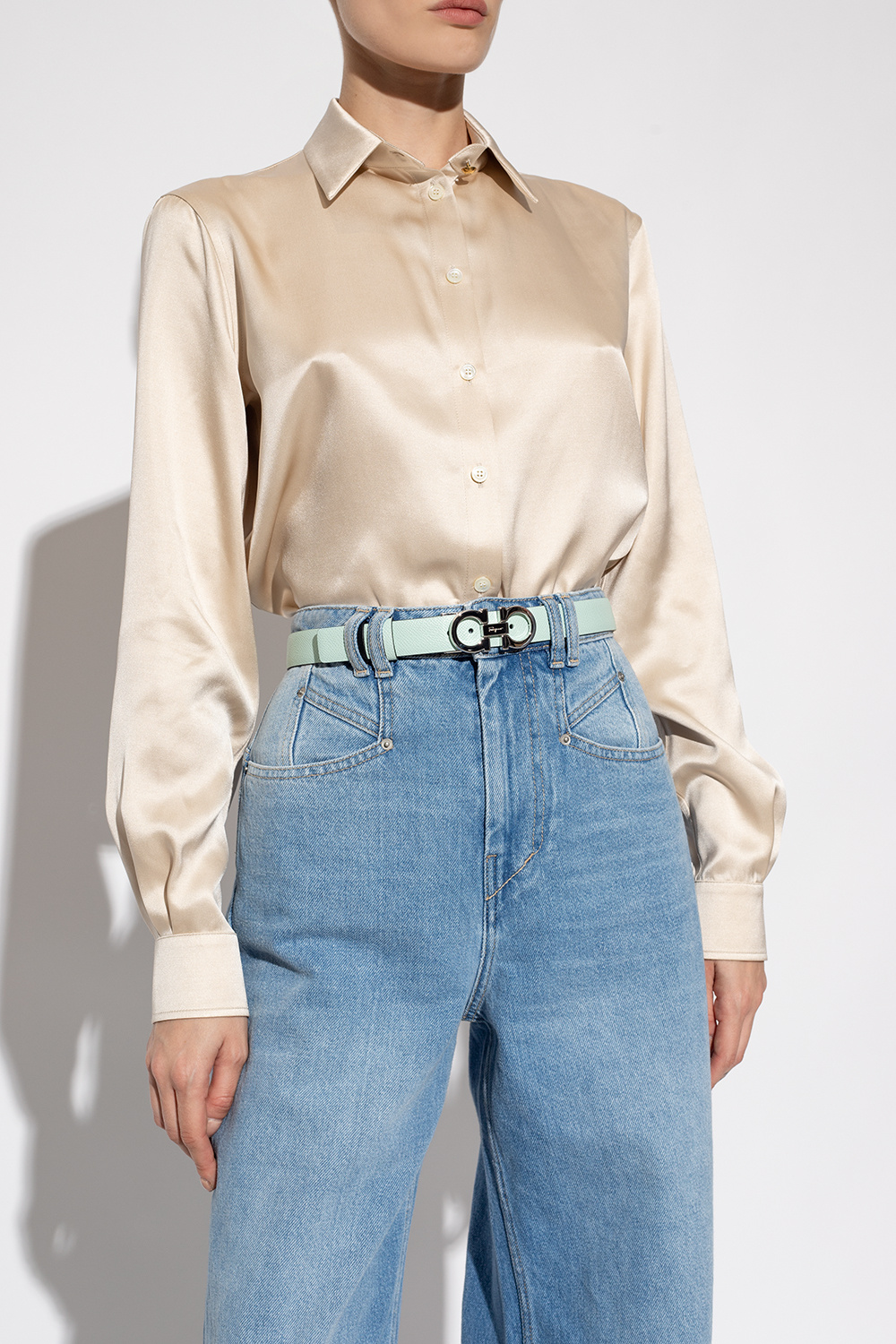 Baby blue ferragamo belt best sale